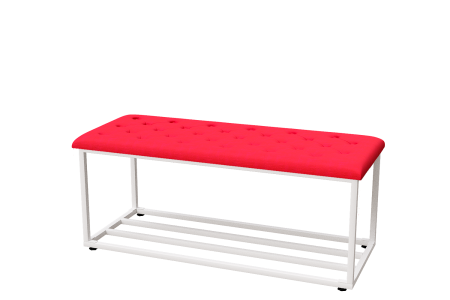 Банкетка Верона 3, Ткань 714 Красный / Металлокаркас Белый